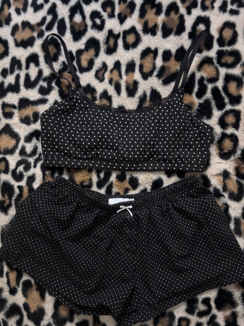 Harlow Black Polka Dot Bralette and Shorts Set